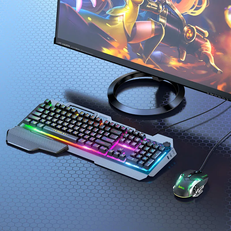 طقم لوحة مفاتيح وماوس للألعاب بإضاءة RGB وظلال GM12