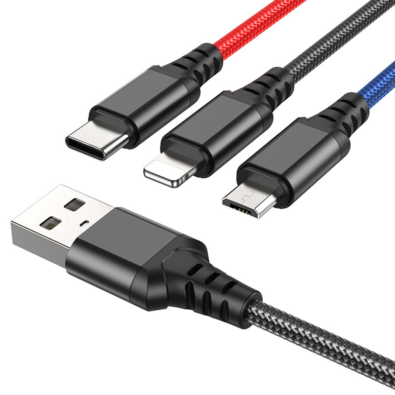 كابل شحن فائق 3 في 1 (iP + Type-C + Micro)  X76