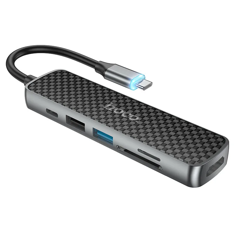 محول عرض HB24 سهل متعدد الوظائف من النوع C (تلفزيون عالي الوضوح + USB 3.0 + USB 2.0 + SD + TF + PD)